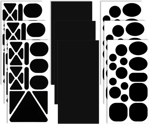 9 hojas de 96 piezas de parches de reparación de nailon, parches autoadhesivos, diferentes tamaños y formas, ropa impermeable, ligera, parche de
