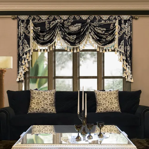 Vista 32 de Loom and Mill Cenefas de Cascada de Lujo para Ventanas, Elegante Cenefa de Cortinas Gruesas de Jacquard con Borlas para Sala de Estar, Dormitorio