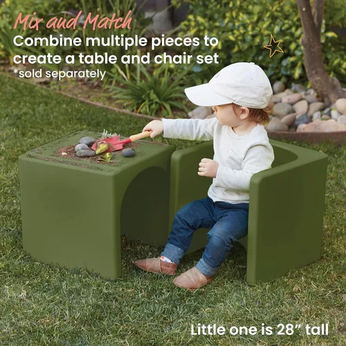Vista 157 de ECR4Kids Tri-Me 3 en 1 silla cubo, muebles para niños, color azul polvo