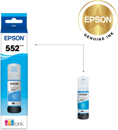 Vista 2 de Epson 552 EcoTank Ink Botella de ultra alta capacidad cian (T552220-S) Funciona con ET-8500, 8550