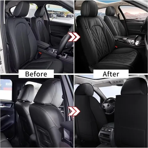 Vista 6 de TTX LIGHTING Fundas de asiento para Mazda 3 2007-2019, fundas de asiento delantero de piel sintética, fundas de asiento de automóvil transpirables e