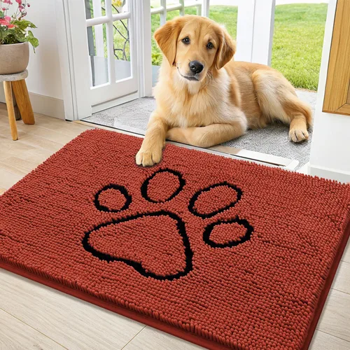 Vista 124 de Smiry Tapete para puerta de perro para patas fangosas, absorbente que atrapa la suciedad, antideslizante, de secado rápido, lavable, tapete