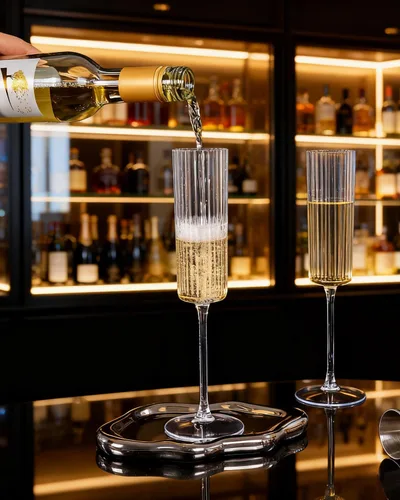 Vista 4 de Ciaell Paquete de 24 copas de champán de plástico – Copas de champán desechables acanaladas de 6 onzas – Copas de mimosa vintage transparentes