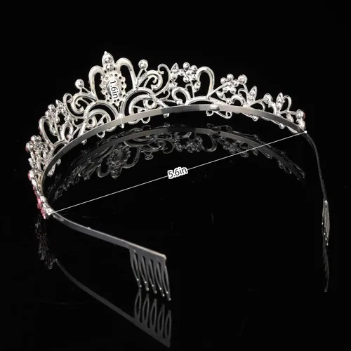 Vista 32 de Corona de princesa para mujer, tiaras de reina de cristal para niñas, accesorios para el cabello de novia, regalos para cumpleaños, boda