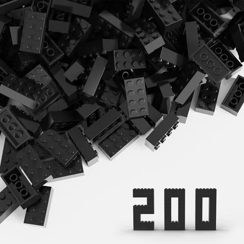 Bloque de ladrillos clásico a granel de 2 x 4, 200 piezas de ladrillo de construcción negro, compatible con piezas y piezas Lego 3001, juego