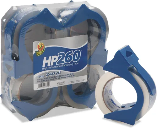 Vista 3 de Cinta de embalar de alto rendimiento con dispensador Duck, Transparente Paquete de 4