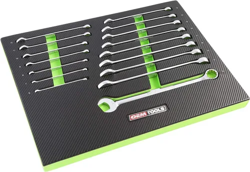 Vista 10 de OEMTOOLS 23993 Juego de llaves combinadas de 14 piezas, juego de llaves SAE de 1/4"-1-1/8", llaves Posi Grip, extremo abierto de acero tratado
