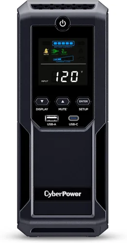 Vista 9 de CyberPower CP850AVRLCD - Batería de respaldo inteligente con pantalla LCD y protector contra sobretensiones UPS, 850VA/510W, 9 tomas, AVR
