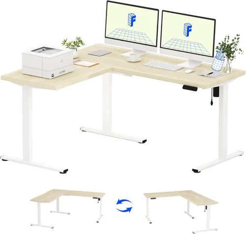 Vista 51 de FLEXISPOT Escritorio de esquina profesional con motor dual en forma de L, escritorio eléctrico de pie, escritorio de pie con altura ajustable, mesa