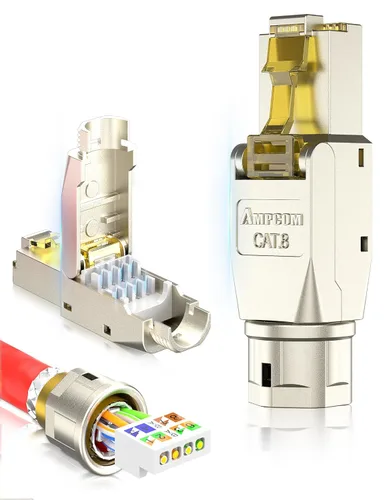 Vista 10 de AMPCOM STP CAT6 RJ45 Conector de aleación de zinc sin herramientas Ethernet Terminación de campo Enchufe modular -12