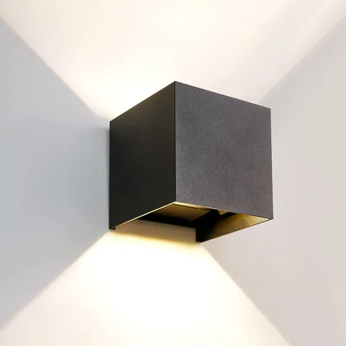 SOKHNA Lámpara de pared impermeable de aluminio LED moderna,Luz de pared al aire libre,6W 3000K blanco cálido, IP65 impermeable al aire libre