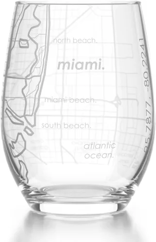 Vista 23 de Well Told Copa de vino sin tallo grabada con mapa de Houston, Texas, vidrio grabado (4 dl, transparente) Regalos personalizados de la ciudad