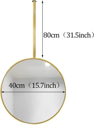 Vista 2 de Espejo circular, espejo montado en el techo, accesorios completos, espejos decorativos para tocador de pared, espejo redondo grande con barra