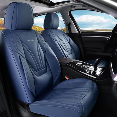 Vista 29 de Coverado Fundas de asiento delantero de automóvil, 2 piezas, protector de asiento de automóvil con soporte lumbar y reposacabezas extraíble, cojín