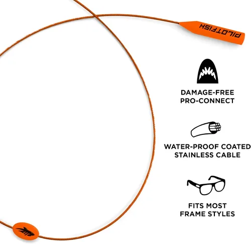 Vista 2 de Pilotfish Wire Sunglasses Strap, No-Tail Eyewear Retainer for Glasses, Secure Eyeglass Holder for Sports and Outdoors Naranja (Blaze Orange)