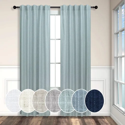 Vista 19 de Cortinas de lino natural semitraslúcidas Pitalk de 36 pulgadas de ancho para sala de estar, juego de 2 paneles con pestaña trasera, cortinas