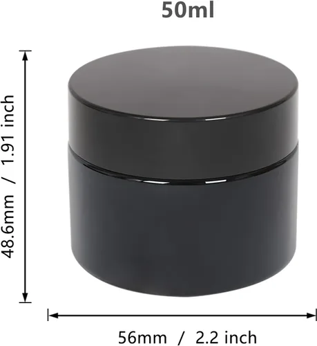 Vista 2 de Paquete de 2 tarros de almacenamiento de vidrio negro de 1.7 fl oz/1.7 onzas, protección UV, a prueba de olores, para té y café