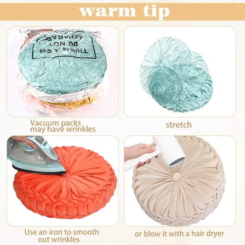 Vista 3 de Yerliker 6 cojines de suelo redondos de terciopelo de 15 pulgadas, cojines flexibles y coloridos para sofá, silla, sala de estar, dormitorio