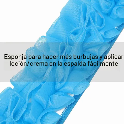 Vista 6 de Paquete de 3 esponjas de doble cara para la espalda, esponja de ducha, esponja larga exfoliante para la espalda, rascador con asa, aplicador