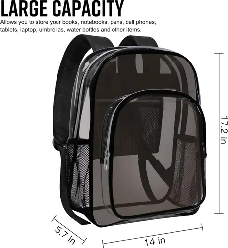 Vista 2 de HEEYA Mochila transparente resistente para seguridad, deportes, trabajo, viajes, estadio