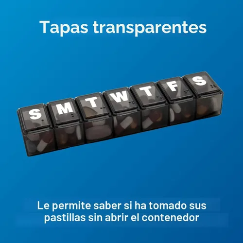 Vista 4 de Amazon Basic Care - Organizador semanal (7 días) de pastillas, planificador de vitaminas y caja de medicamentos, compartimientos medianos