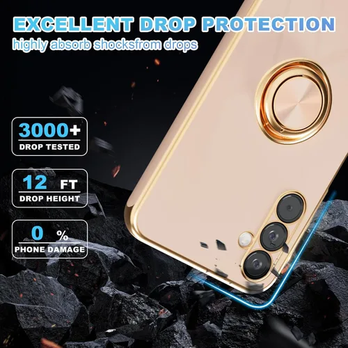 Vista 6 de yuanming Funda para Samsung Galaxy A14 5G, con protector de pantalla, con soporte magnético, soporte de anillo de rotación de 360° integrado, borde
