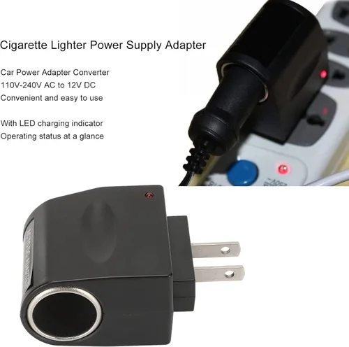 Vista 3 de Convertidor de alimentación de CA a CC, 110 V a 240 V CA a 12 V CC 1000 mA Adaptador de corriente para encendedor de cigarrillos de automóvil