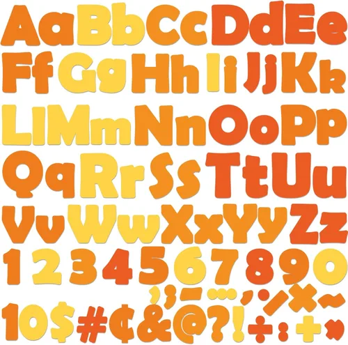 Vista 17 de 260 piezas de letras en blanco y negro para tablón de anuncios de aula, paquete combinado de letras de 4 pulgadas, juego de puntos y rayas