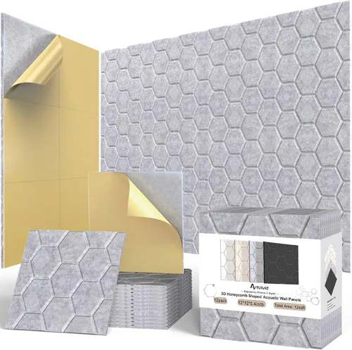 Vista 22 de 12Pack Acoustic Wall Panels, Self-Adhesive Sound Proof Foam Panels for Walls, Decorative Sound Dampening Wall Panels, Sound Absorbing for Door