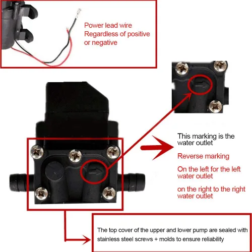 Vista 4 de Oumefar Bomba de diafragma inteligente DC12V 18V 1.2mpa Salida de agua derecha fresca de alta presión autocebante ducha automática Booster Pump