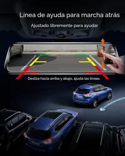 Vista 8 de WOLFBOX G930 - Cámara de espejo retrovisor de 10'' con WiFi de 5.8GHz, cámara de salpicadero 4K frontal y trasera con WDR, espejo retrovisor
