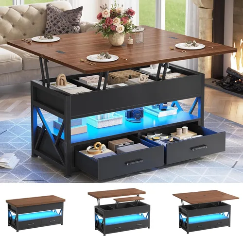Vista 8 de Itaar Mesa de Centro con Tapa Elevable de 40", Mesas de Centro 4 en 1 con Almacenamiento para Sala de Estar, Mesa de Centro Pequeña Estilo Granja