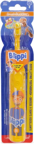 Brush Buddies Blippi - Cepillo de dientes eléctrico para niños, cepillo de dientes eléctrico con batería, cepillo de dientes eléctrico para niños de