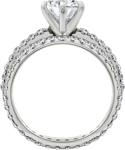 Vista 2 de Tienda Essentials Juego de anillos de boda de plata de ley chapada en platino o oro con circonita cúbica de corte redondo con elementos infinitos