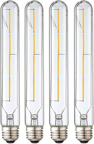 Leools Bombillas LED largas T10, bombilla tubular regulable de 4 W, equivalente a 40 vatios, bombilla de filamento LED vintage estilo Edison E26,