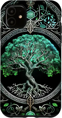 Vista 8 de Tree of Life Yoga Spiritual Celtic Viking Green Black Case for iPhone 17