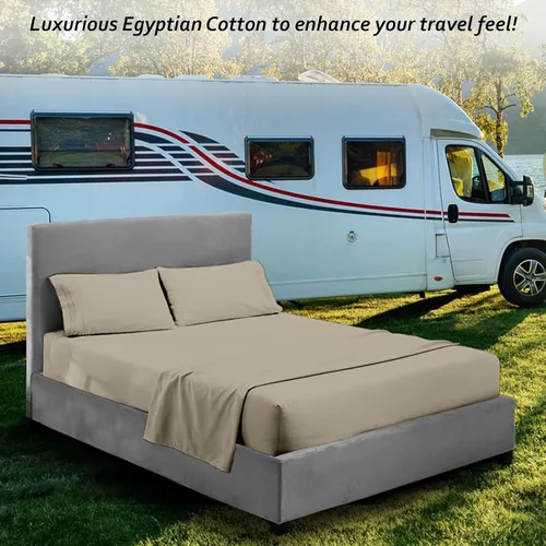 Vista 79 de Juego de sábanas para autocaravana tamaño individual (39 x 75) – 100% algodón egipcio, suave y refrescante, sábana bajera de 16 pulgadas