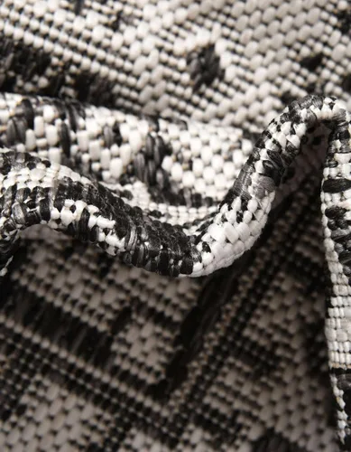 Vista 175 de Unique Loom Outdoor Aztec Collection Alfombra de área - Chalca (10 pies, redonda, azul/marfil)