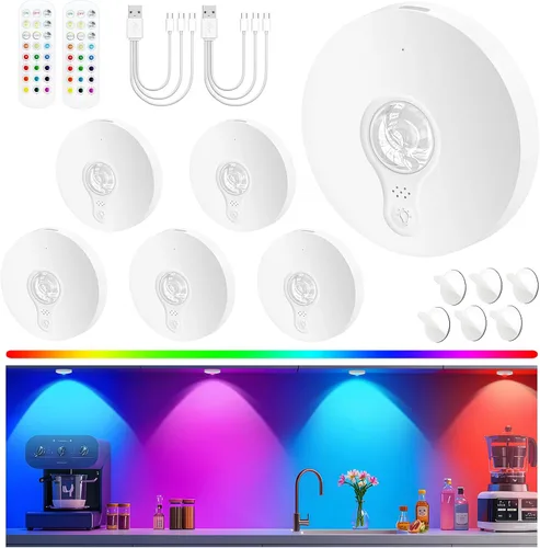 Vista 14 de Luces LED recargables con control remoto, paquete de 3 luces magnéticas para debajo del gabinete, luces LED accionadas a pila de 1500mAh