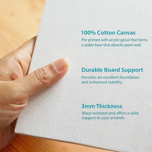 Vista 3 de KEFF Tablas de Lienzo para Pintar - 4x10 Paquete de 18 Paneles de Lienzo a Granel, 100% Algodón Lienzo Triple Impreso en Prima para Suministros
