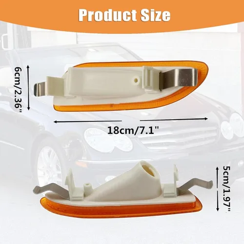 Vista 6 de Priprilod Luz de marcador lateral intermitente delantera izquierda y derecha compatible con Mercedes CLK 320 350 500 2003-2009 parachoques delantero