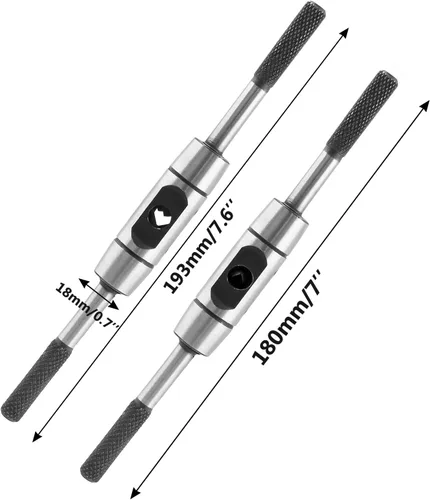 Vista 3 de Mango de llave de grifo ajustable, para grifos métricos M1-M8, herramienta de mano de roscado, escariador de grifo, 7.087 in/7 de longitud