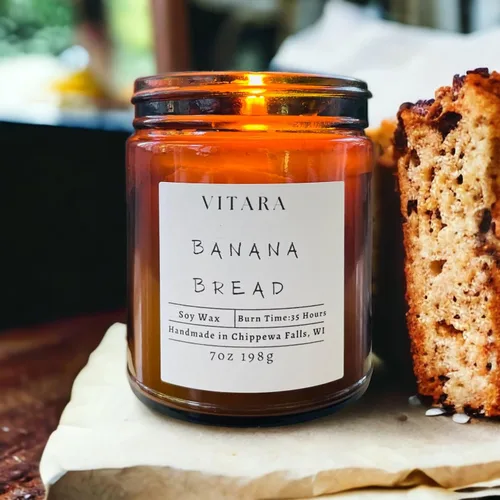 Soy Natures Walk Banana Bread Hand-Poured Aromatherapy Candles Gifts for Women, Men, Ideas for Birthdays, Holidays, Relaxation (7oz) Burn Time 35+