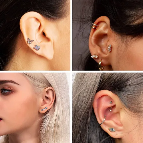 Vista 4 de UBOORY Aretes de cartílago, aretes hipoalergénicos, joyería de piercing para tragus, aretes de daith, aretes de hélice, joyería de piercing