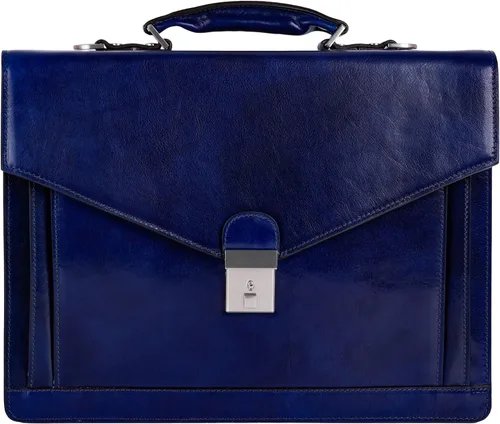 Vista 11 de Time Resistance Leather Briefcase for Men - Business Laptop Bag - Italian Handmade Leather Bag - Attache - Gift Box Included