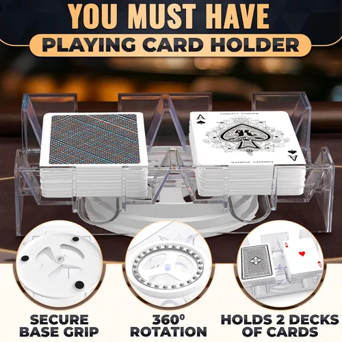 Vista 4 de Soporte de cartas giratorio 360° – Bandeja compacta de plástico para un fácil acceso, 2 cubiertas con rotación suave Organiza múltiples mazos
