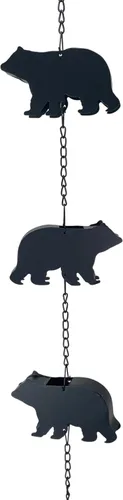Vista 2 de Things2Die4 Black Bear - Cadena de lluvia de 75 pulgadas de largo con 8 diseños de oso 3D, campana pesada para sonido de campanilla de viento