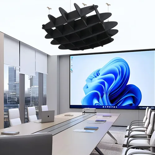 Vista 3 de Panel acústico de gofres para techo, paneles acústicos POOMEL absorbentes de sonido, gran panel de reducción de ruido colgante, difusores de sonido