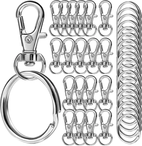 LEOBRO Llaveros, juego de 40 llaveros y clip para llavero, anillo para llavero y ganchos para llavero, kit de fabricación de llaveros, para