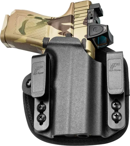 Vista 7 de Funda híbrida universal Kydex y nailon, apta para Glock 17/19/19X, Sig P365/P320, Taurus G2C/G3C, M&P Shield, Springfield XD-S, CZ P-10C, Bersa